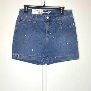Seven7 Weekend Denim Floral Embroidered Shorts